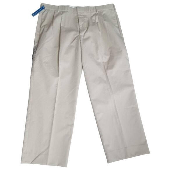 Savane Mens Expandable Waist Pleated Khaki Pants 40W X 32L Wrinkle Free Comfort - Picture 3 of 10